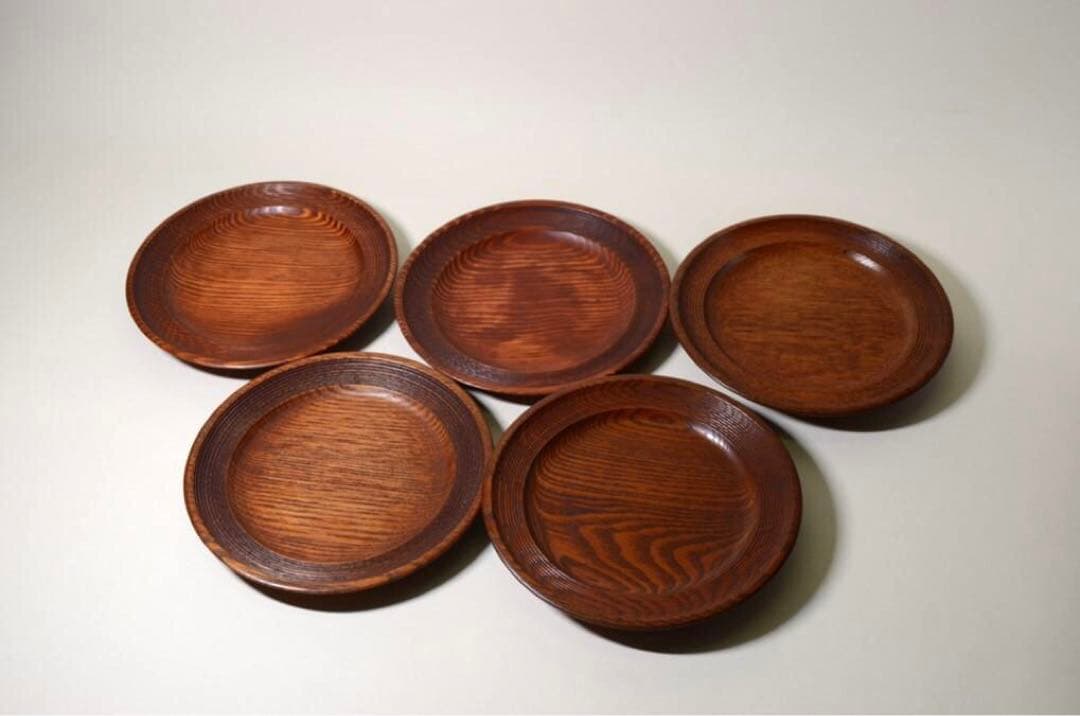 昭和時代 作家 木皿 団子皿 菓子皿 銘々皿 10枚組 アンティーク b