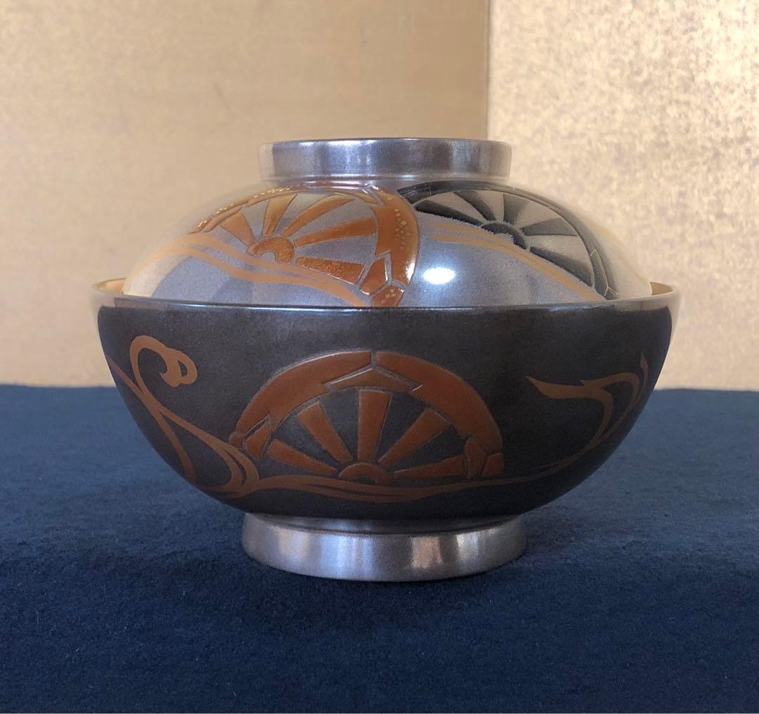 《R》輪島塗 銀地源氏車蒔絵 煮物椀5客 木製漆器 木箱 251204お3