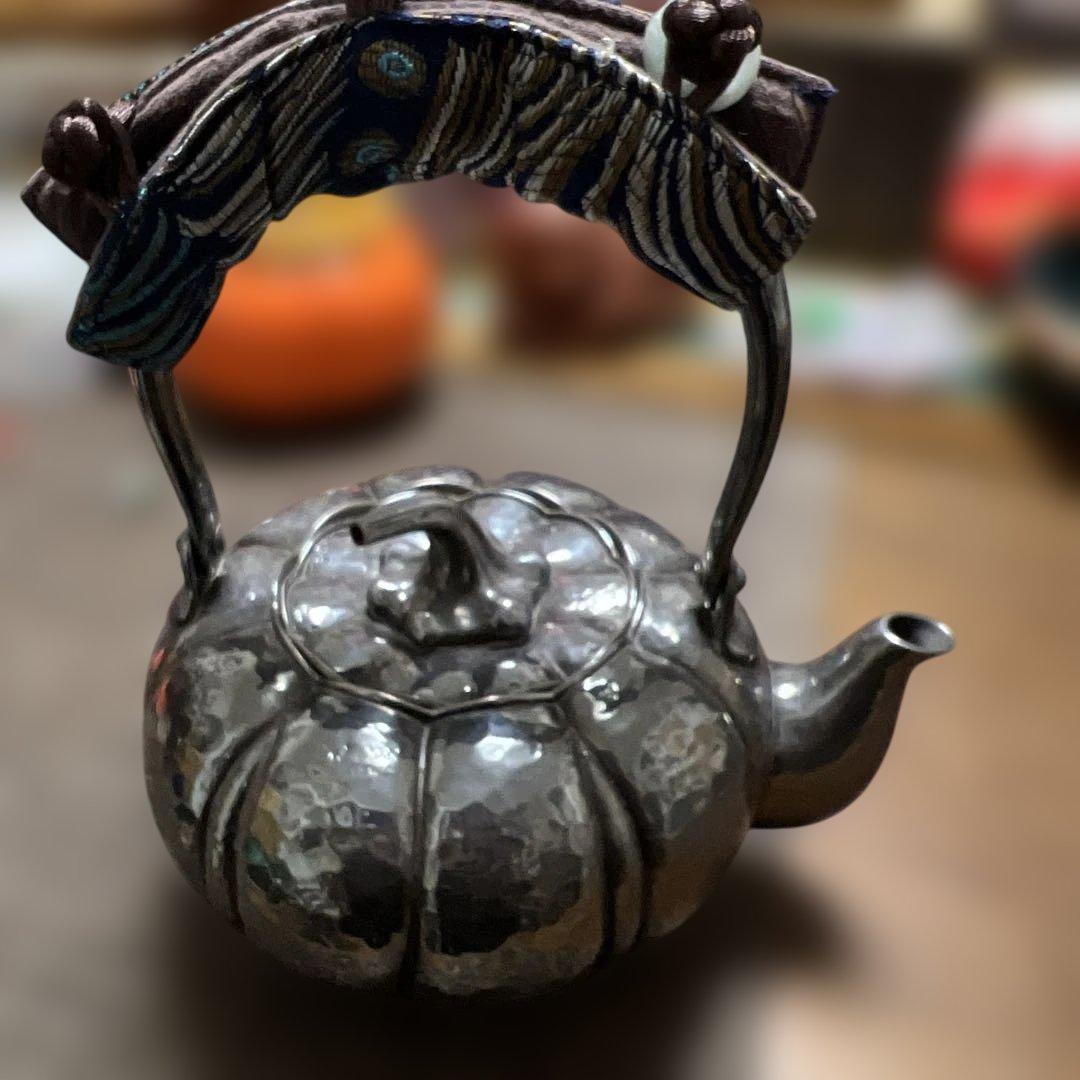 純銀製 松栄堂 獣口霰急須 黄銅手摘 銀瓶 煎茶道具 Yahoo!