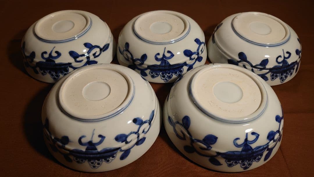 古伊万里　伊万里　なます皿　厚手　蝶の図　華の図　アンティーク伊万里　５客