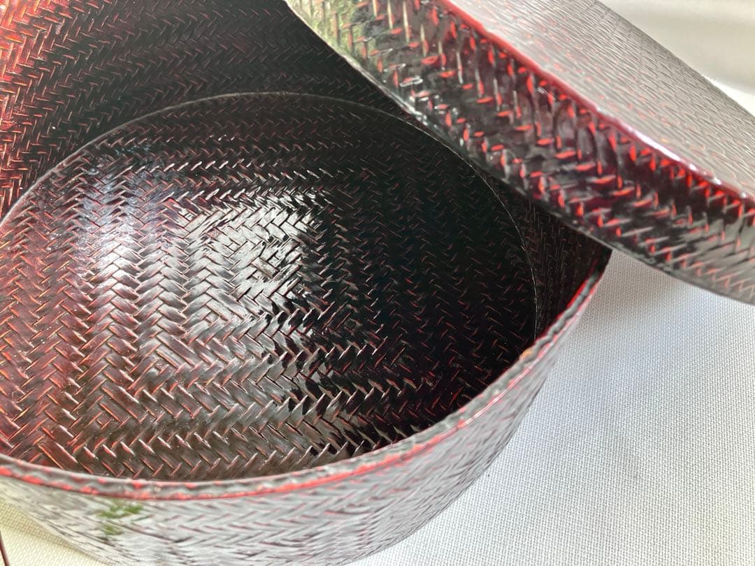 週末お値下げ 当時物 籃胎漆器 亀甲茶櫃 伝統工芸品 週末お値下げ