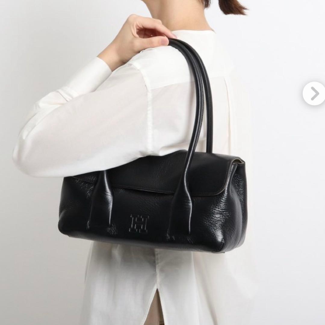 【HIROFU ヒロフ】ペルーシェSハンドバック　ブラックレザー　冠婚葬祭　美品