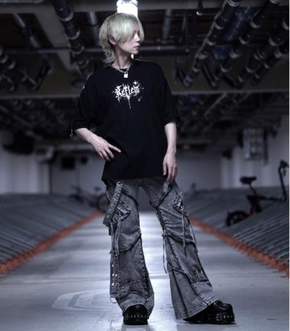 REFLEM/レフレム』サスペンダー付きフレアデニムパンツ ユニセックス