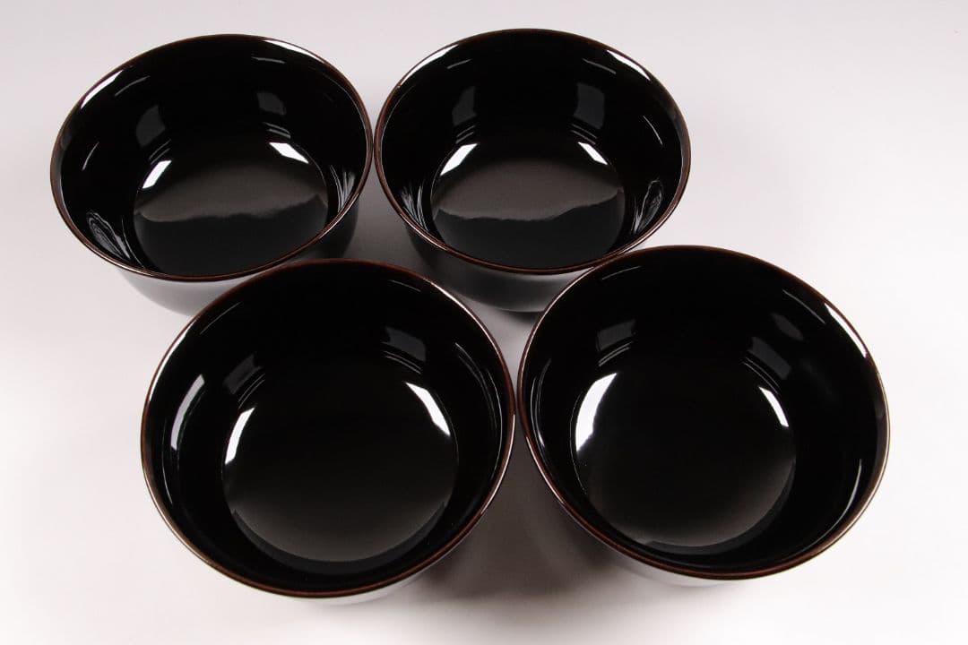 CK82 塗師 辻石斎 盃蓋吸物椀 四客 朱塗 黒塗 波