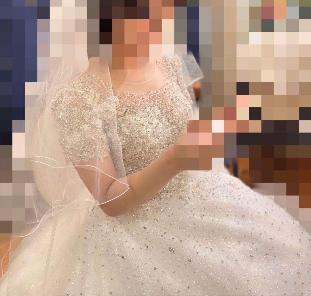 Aライン ビジュー ウェディングドレス/MINLADY BRIDE 美品☆