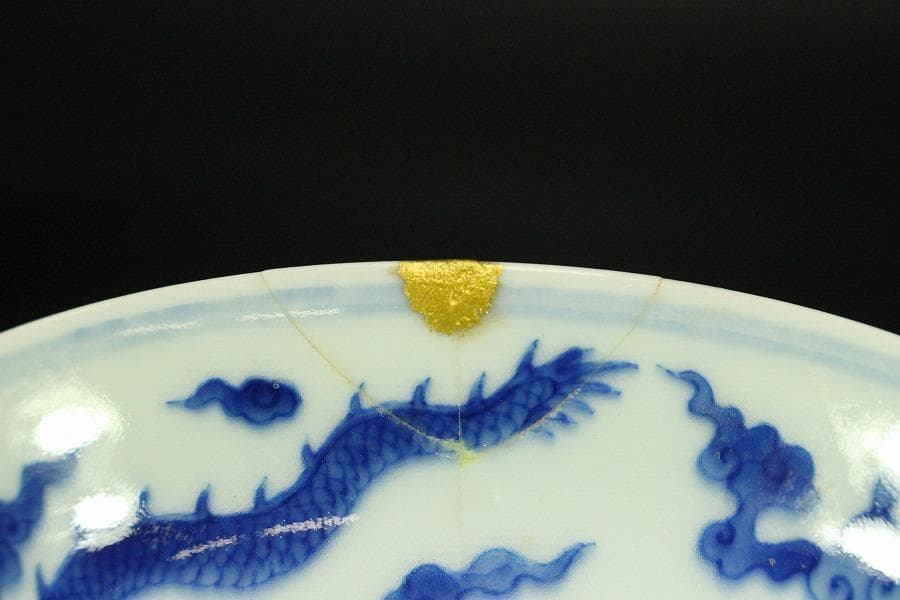 中国美術 青花 龍紋 碗 乾隆年製 φ17cm(SSN5)