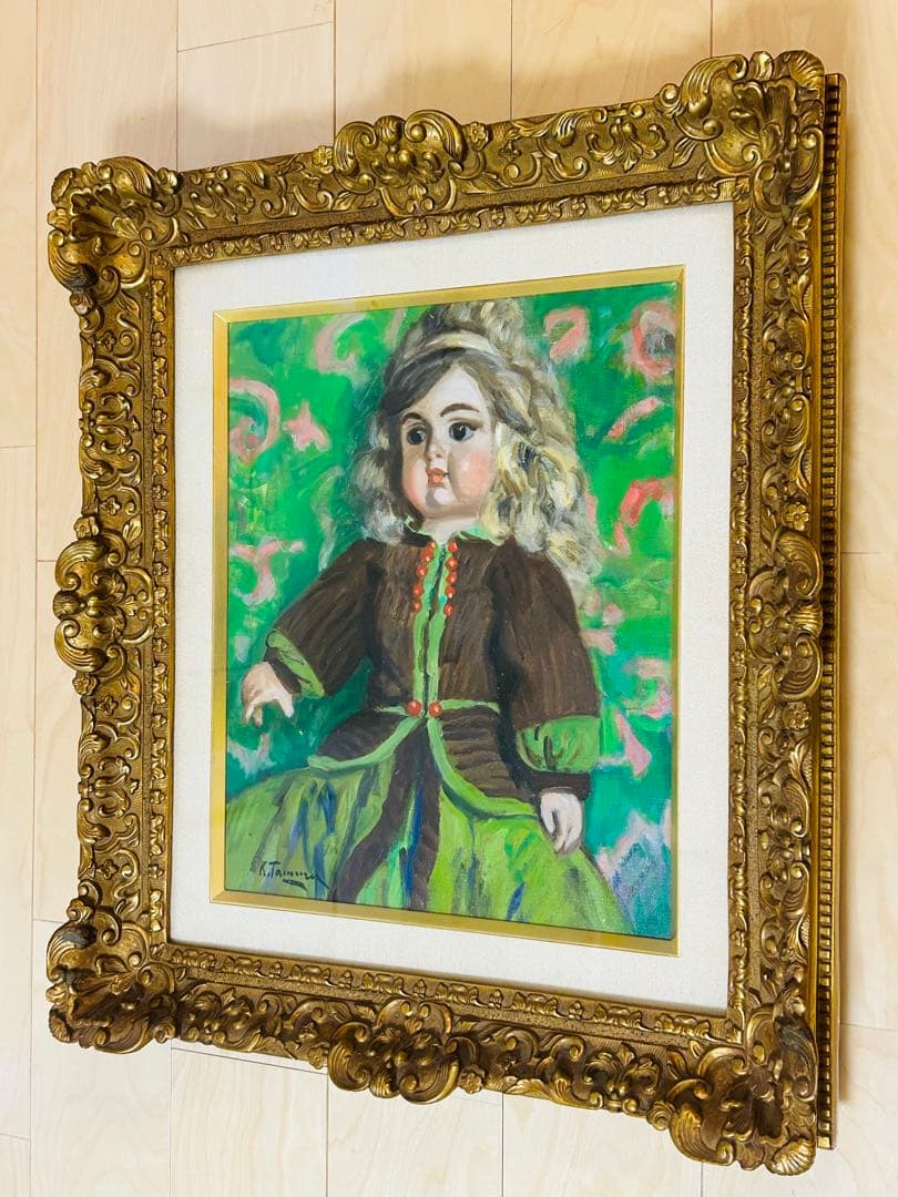 真作保証 田村孝之介 油彩8号 人形画 大地堂豪華額装 高島屋美術部購入 美品