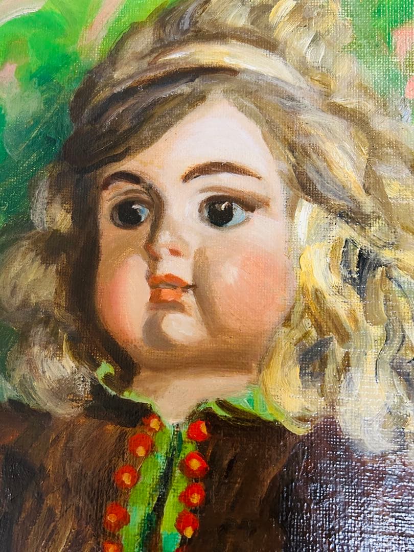 真作保証 田村孝之介 油彩8号 人形画 大地堂豪華額装 高島屋美術部購入 美品