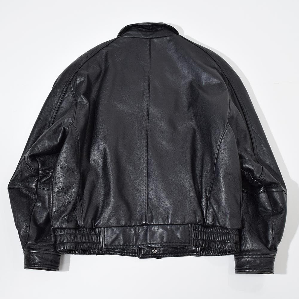 90s vintage leather jacket 短丈 レザーブルゾン 黒 希少✨90's