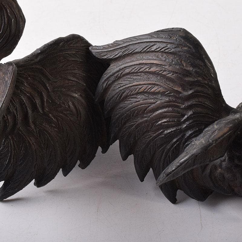 中国　古銅　鳥　置物　一對　C　7581