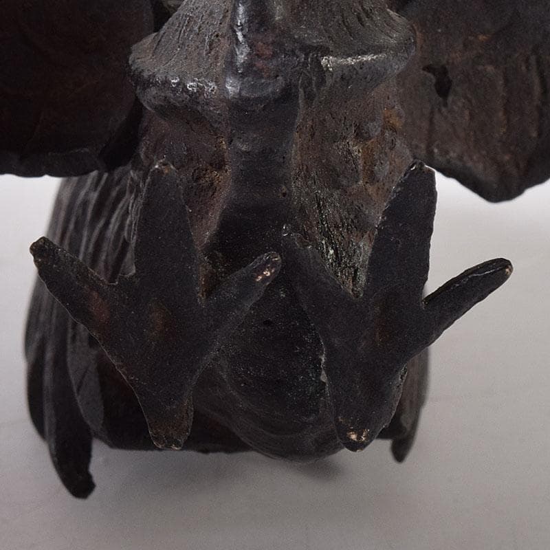 中国　古銅　鳥　置物　一對　C　7581