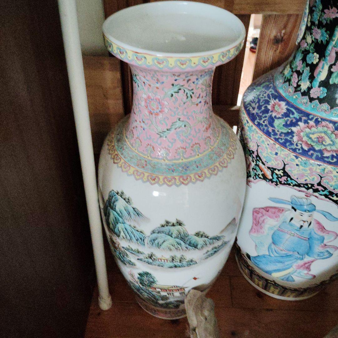 xkxl様用 色鮮やかな陶器の花瓶　山水画の陶器花瓶 高さ約45cm