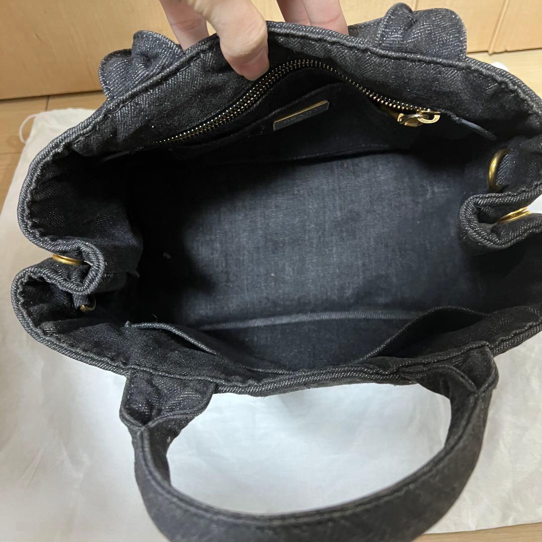 Prada プラダ デニム ハンドバッグ 2way 三角ロゴ ミニ カナパ