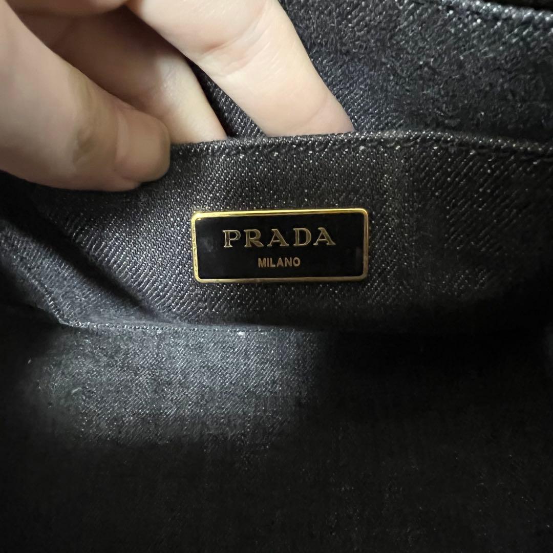 Prada プラダ デニム ハンドバッグ 2way 三角ロゴ ミニ カナパ