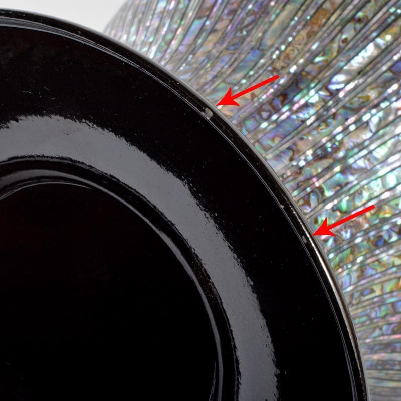 朝鮮美術　黒漆　螺鈿細工　縞紋様瓶　高さ約55.5cm　唐木台　F　R5826B