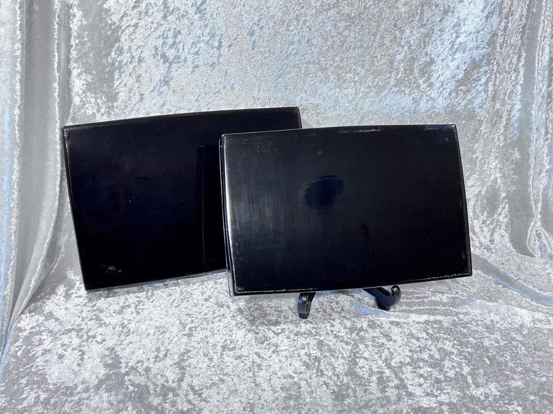 金蒔絵　松梅紋　入子盆一対　明治期　裏底にダメージ有