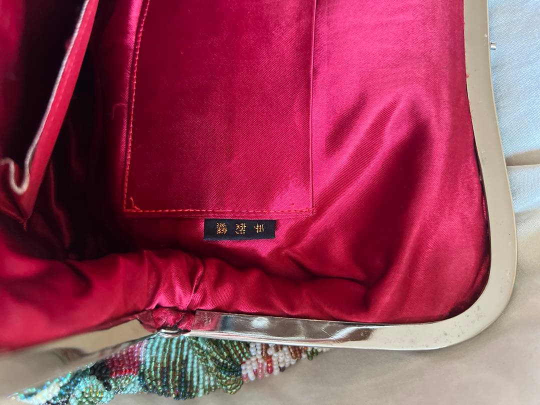 【送料無料】花柄 ビーズ手刺繍 ハンドバッグ パーティー フォーマル　状態キレイ