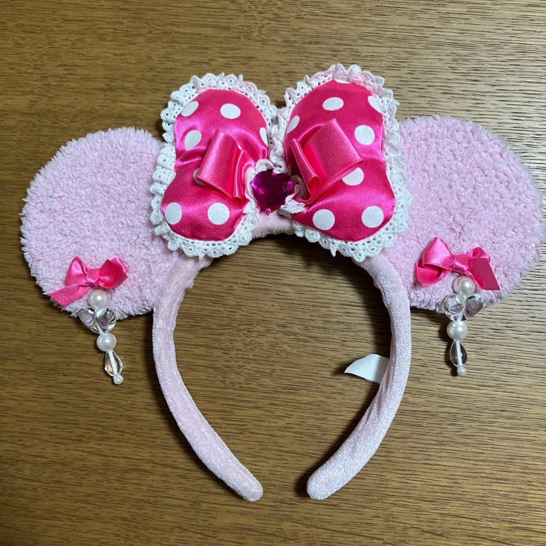 ディズニーミニー 水玉イヤリングカチューシャピンク ふわふわ 廃盤 レア
