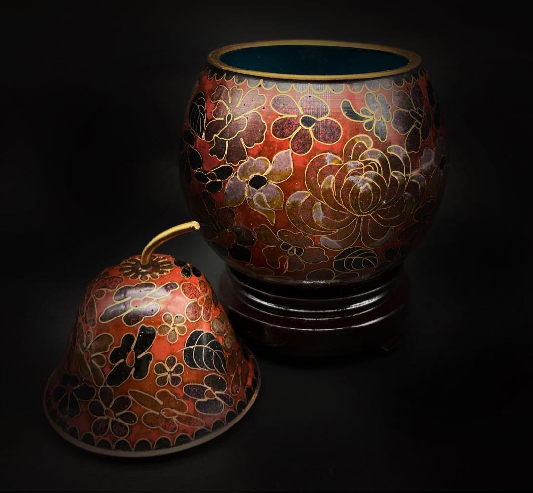 中國美術 古玩 景泰蓝 七宝焼 蝶々香合 香道具