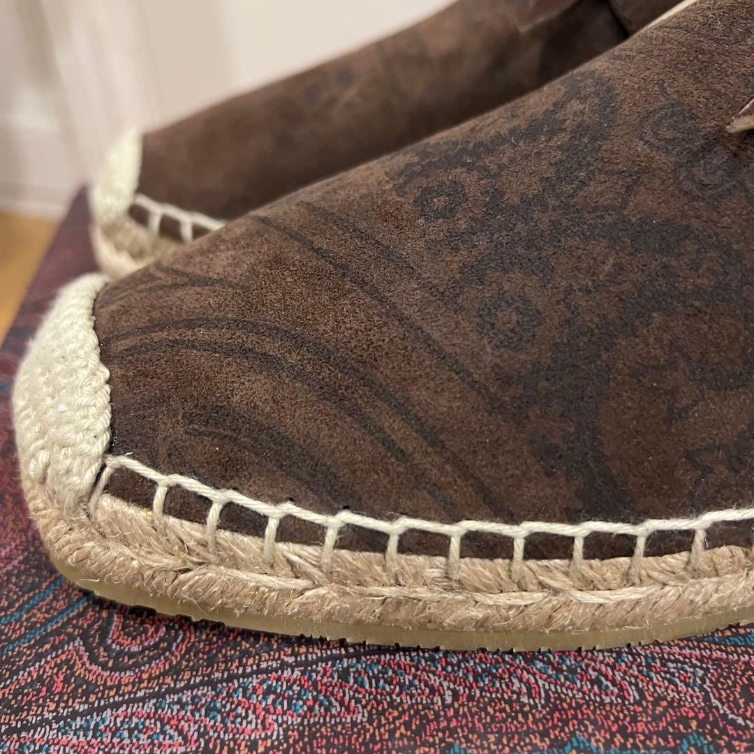 ETRO 未使用　スペイン製　ペイズリー　 高級レザー　リゾート　エスパドリーユ