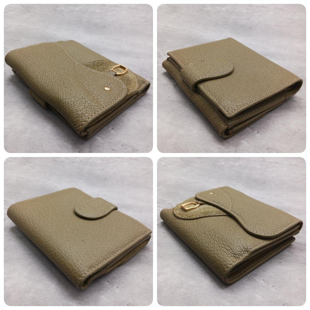 ✨美品✨ グッチ Wホック 二つ折り財布 ホースビット レザー スエード カーキ