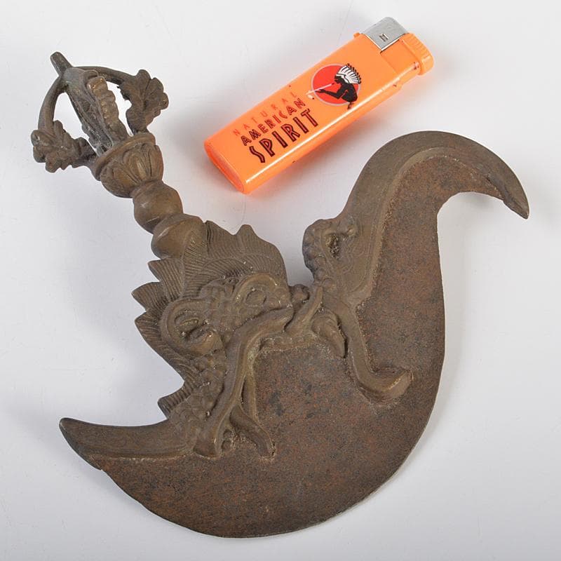 チベット密教法具 古銅 カルティカ カルタリ 曲刀 斧 M R7285