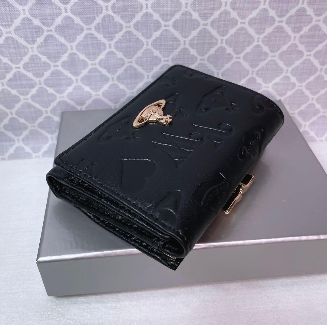 【最新❤︎新品】ヴィヴィアン・ウエストウッド　三折財布 マット黒