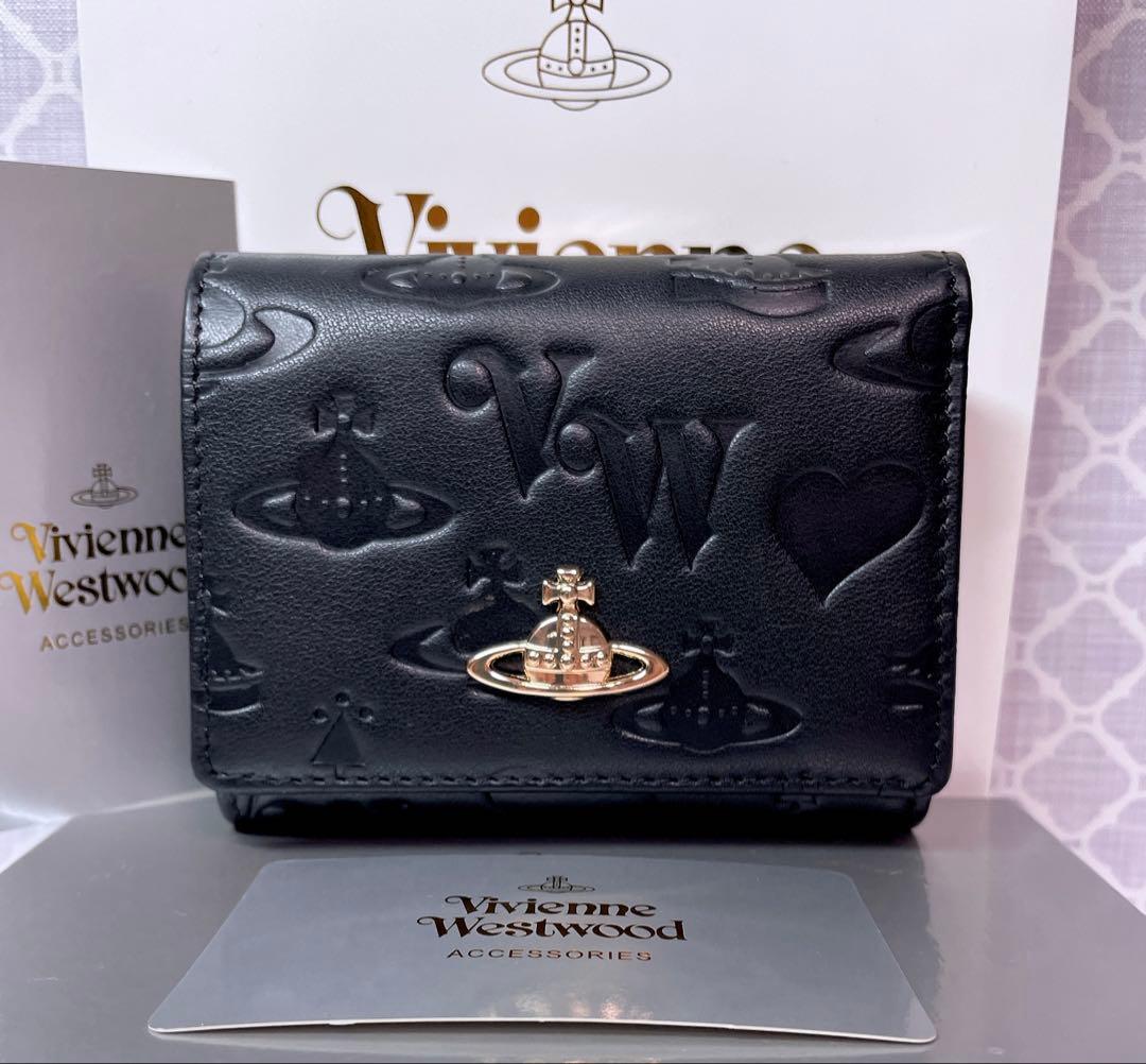 【最新❤︎新品】ヴィヴィアン・ウエストウッド　三折財布 マット黒