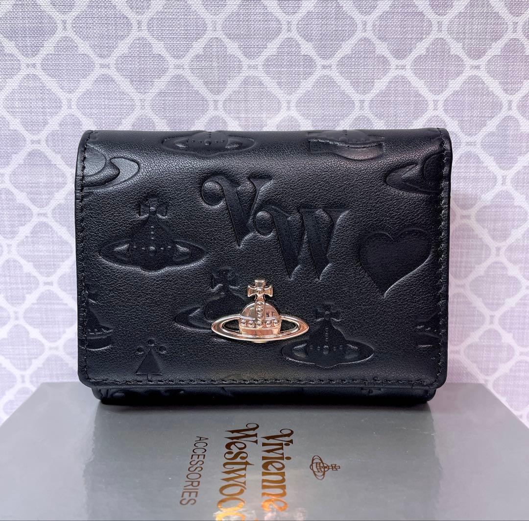 【最新❤︎新品】ヴィヴィアン・ウエストウッド　三折財布 マット黒