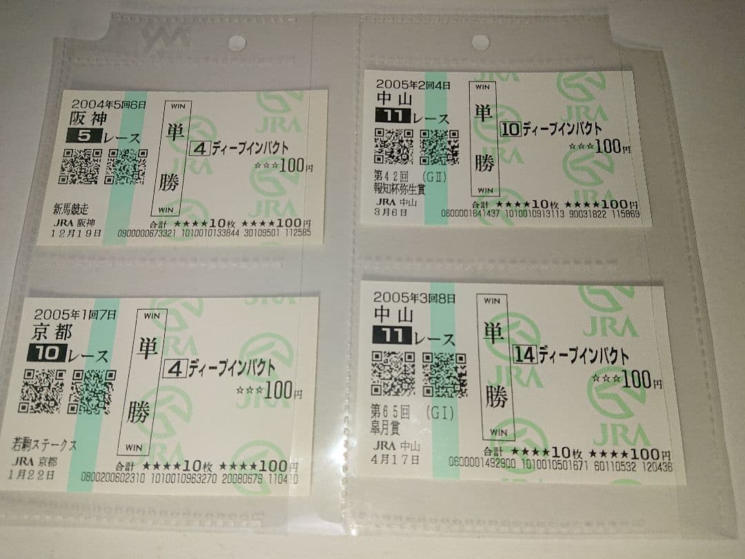 馬券】ディープインパクト 国内全レース 現地単勝馬券 ディープ