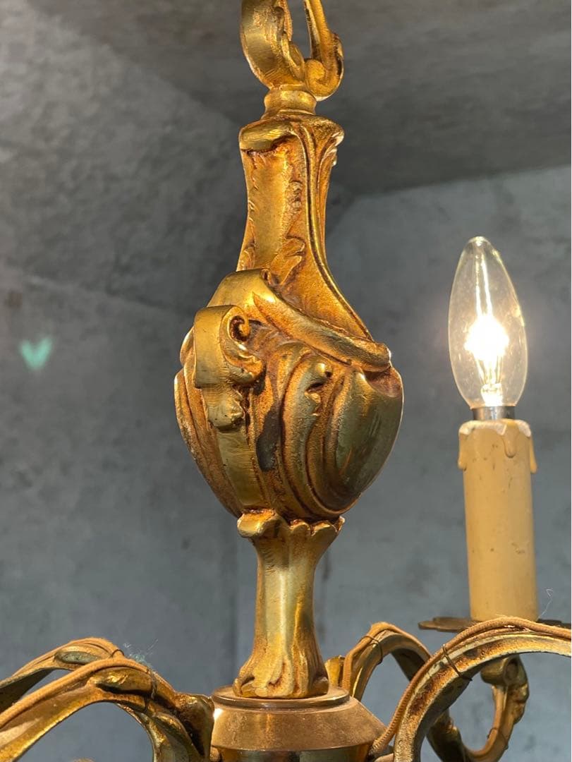 アンティーク ミルクガラスシェード シャンデリア 5灯 天井照明 1920'S