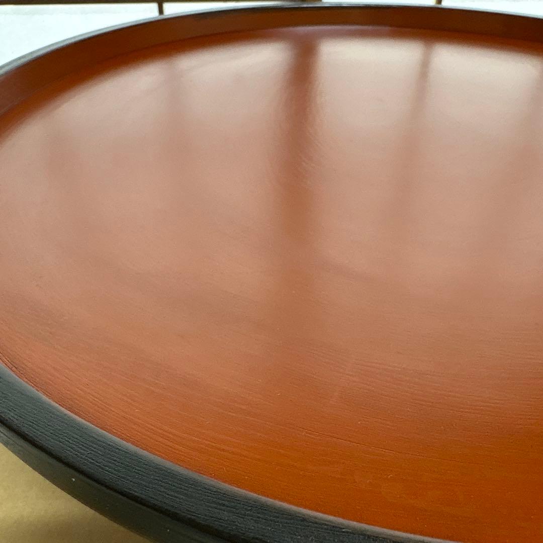 漆工房　大島　天然木　うるし塗　高脚卓盆 ②