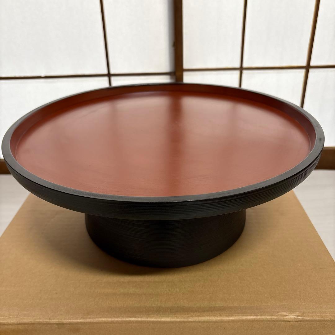 漆工房　大島　天然木　うるし塗　高脚卓盆 ②