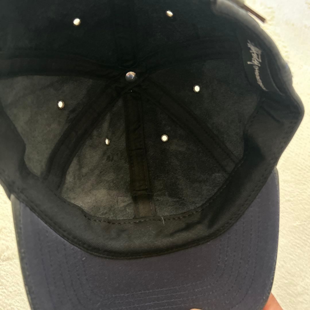 Stussy ブラックレザーベースボールキャップ