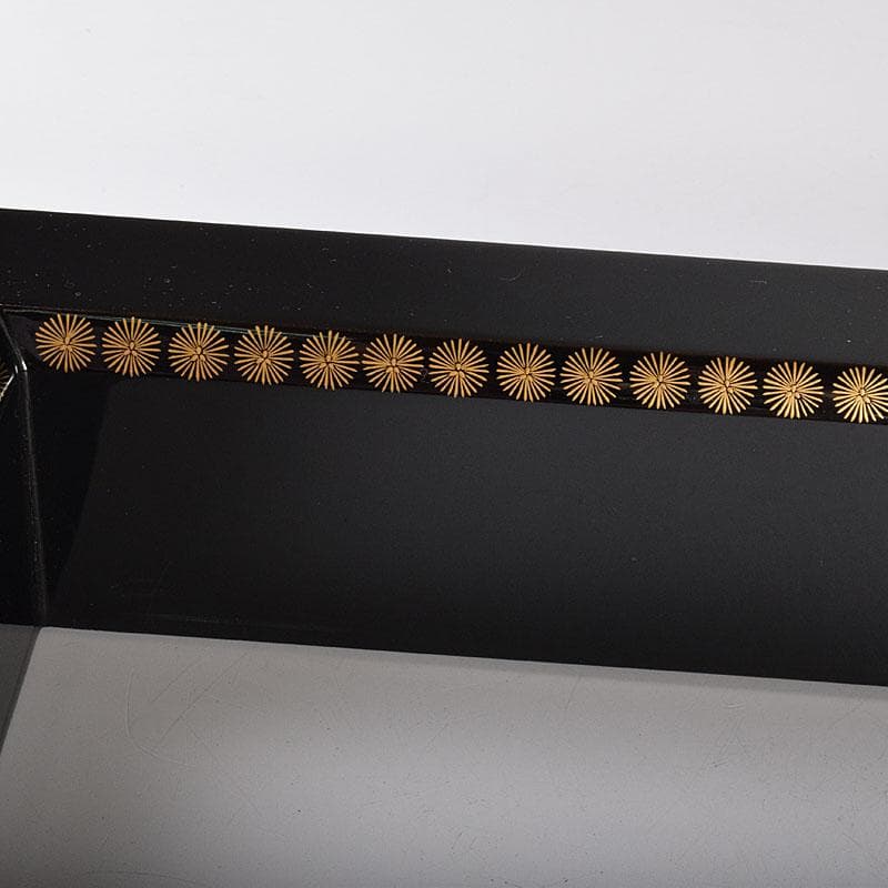 塗師　広峰作　絵師　青紘作　輪島塗　唐松蒔絵　炉縁　共布共箱　C　7908C