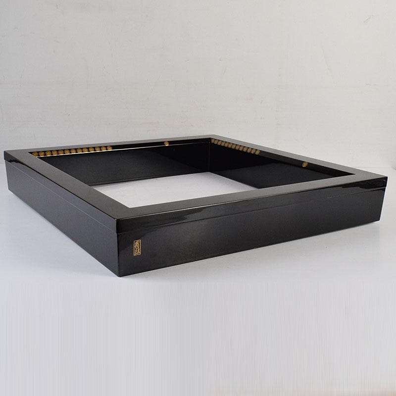 塗師　広峰作　絵師　青紘作　輪島塗　唐松蒔絵　炉縁　共布共箱　C　7908C