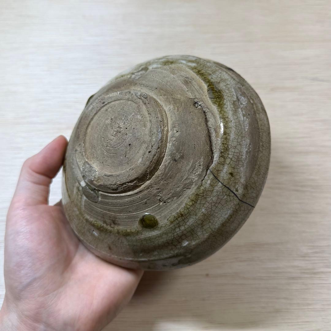 古瀬戸 灰釉 平茶碗 室町時代 茶碗 山茶碗 古美術 骨董 古美濃