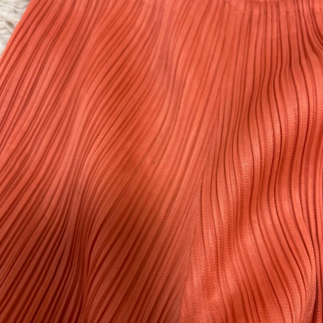 プリーツプリーズ 8分丈ガウチョパンツ オレンジ サイズ4 Pleats