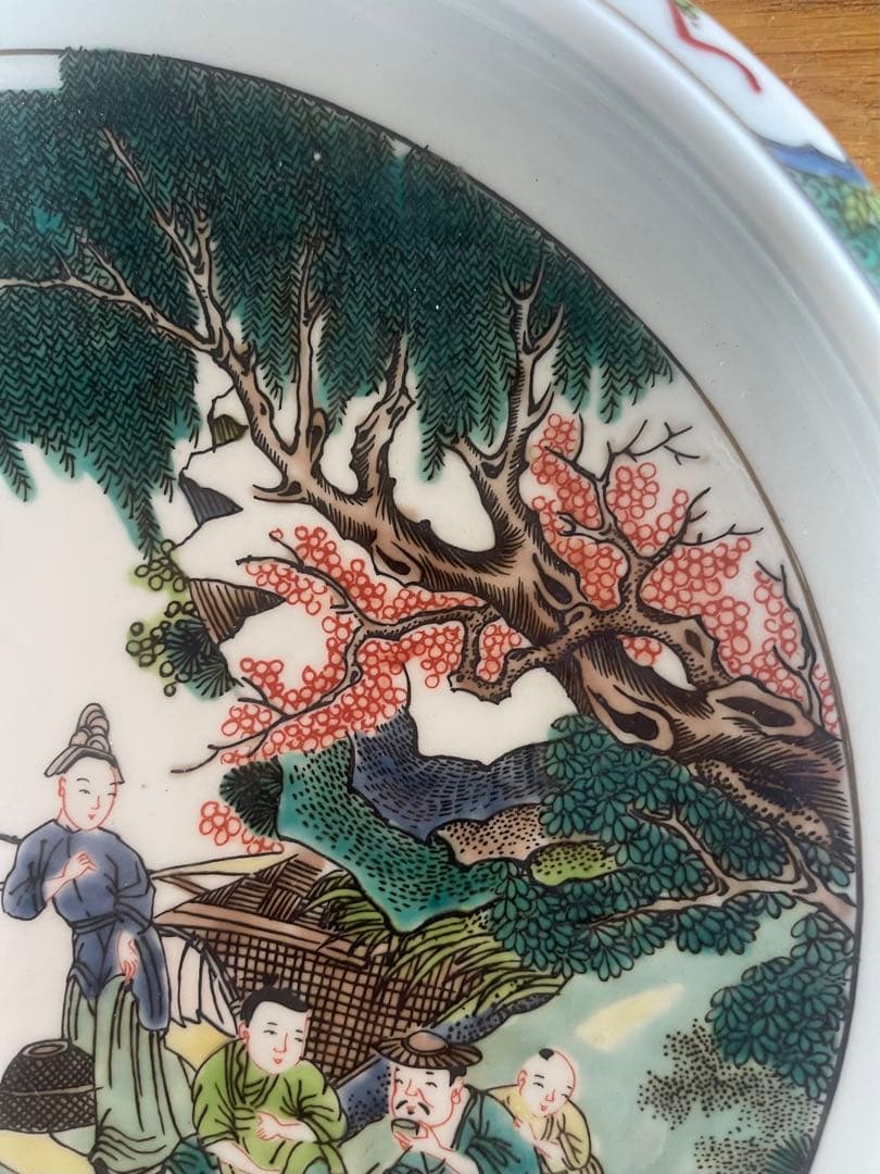 康熙五彩山水人物紋水盤 文房具・事務用品