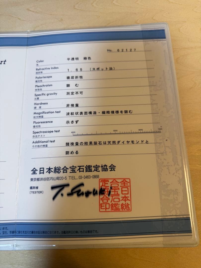 【鑑別付】天然ひすいジェダイト16.68ctPt900 ダイヤ0.30ctリング