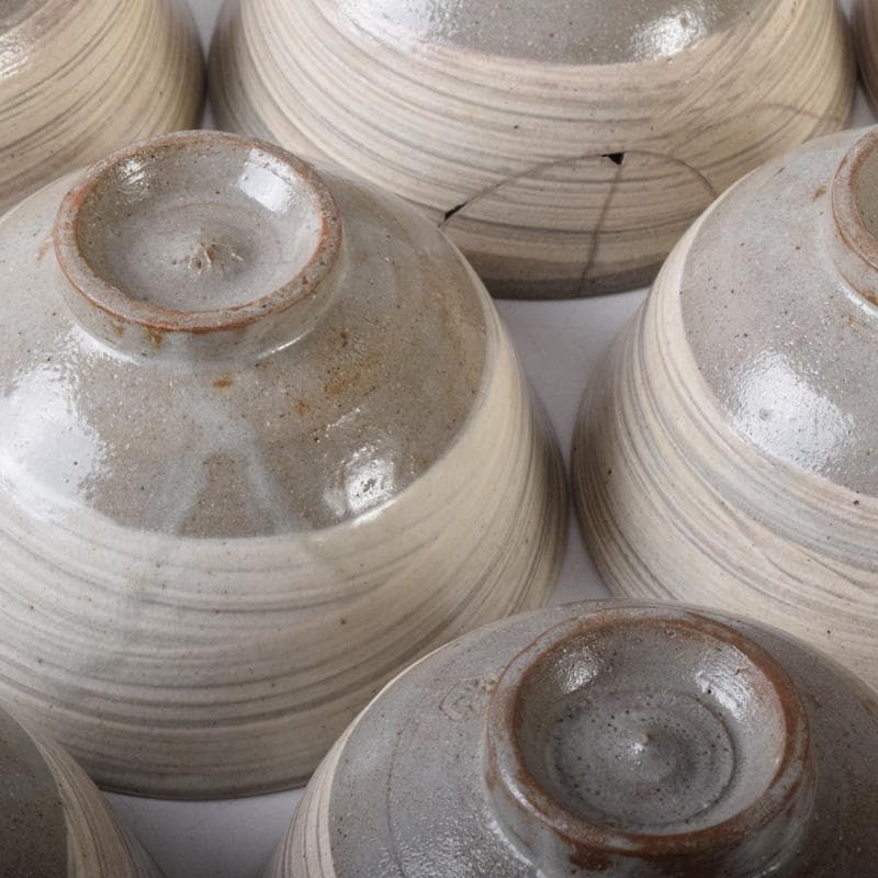 和食器　唐津焼　刷毛目　数茶碗　十客　在銘　時代箱付　C　7513A