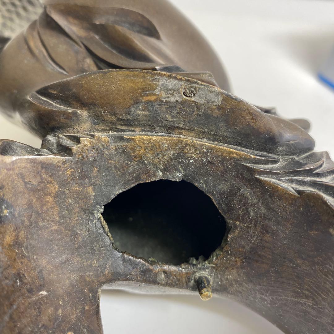 古銅 鯉仙人 大香炉 3859g トコサ 東さ7-1207②