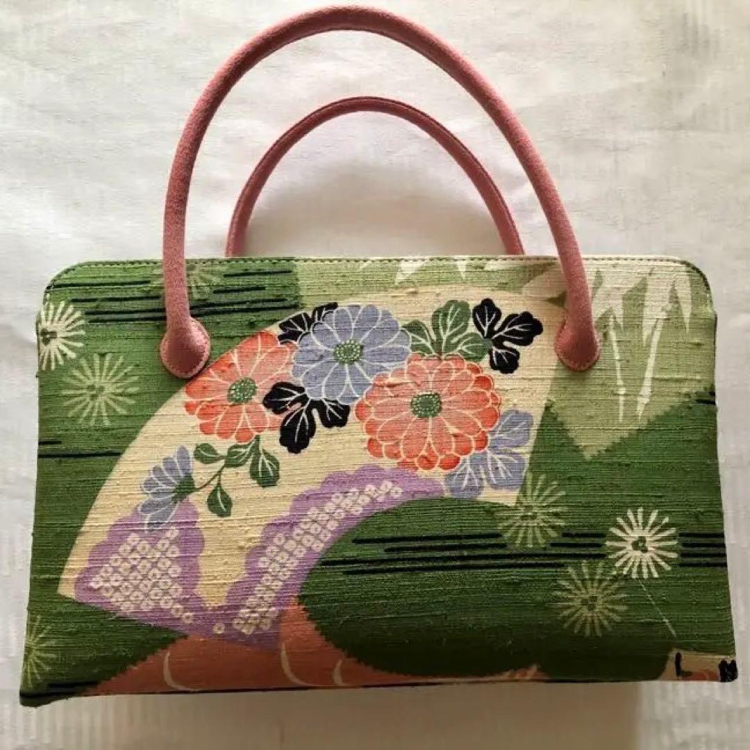 菊と梅柄の利休バッグ