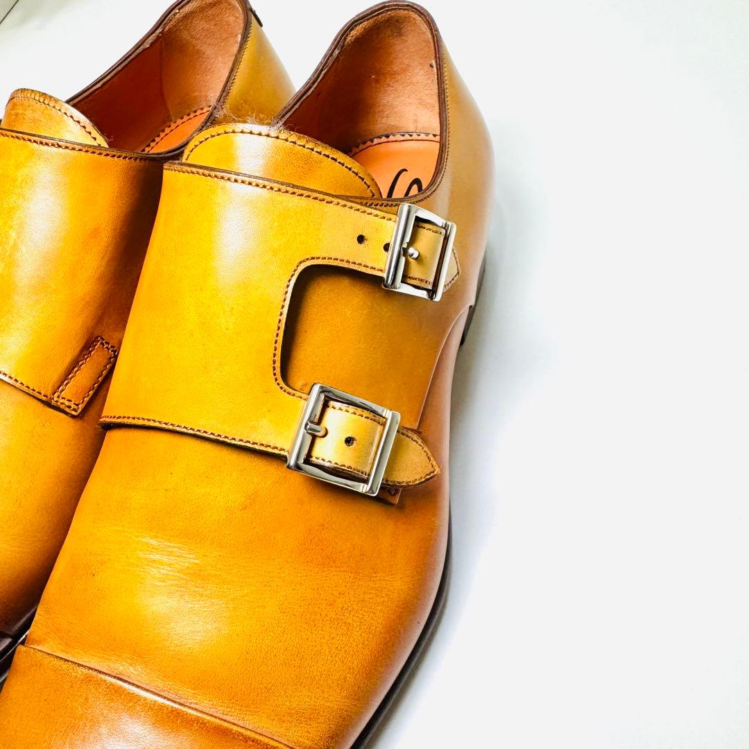 美品　Santoni サントーニ　ダブルモンクストラップ 箱 袋付き レザー