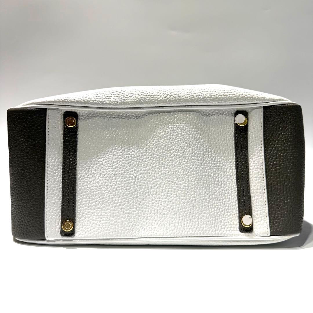 未使用品☆ADMJ エーディーエムジェイ ハンドバッグ バイカラー シボ革