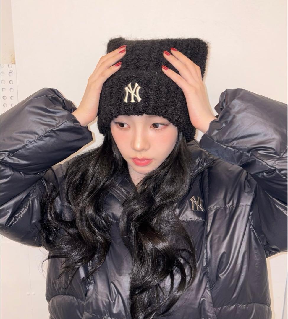 MLB KOREA 猫耳ニット帽 ビーニー 韓国限定 猫 ねこ キャット 韓国