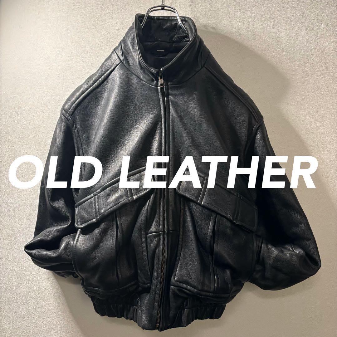 80's 90's vintage 短丈 バルーン レザー 本革 ブルゾン HIGH HAT BOY 短丈 レザーブルゾン／本革 黒 Y2K 'OOs レザー