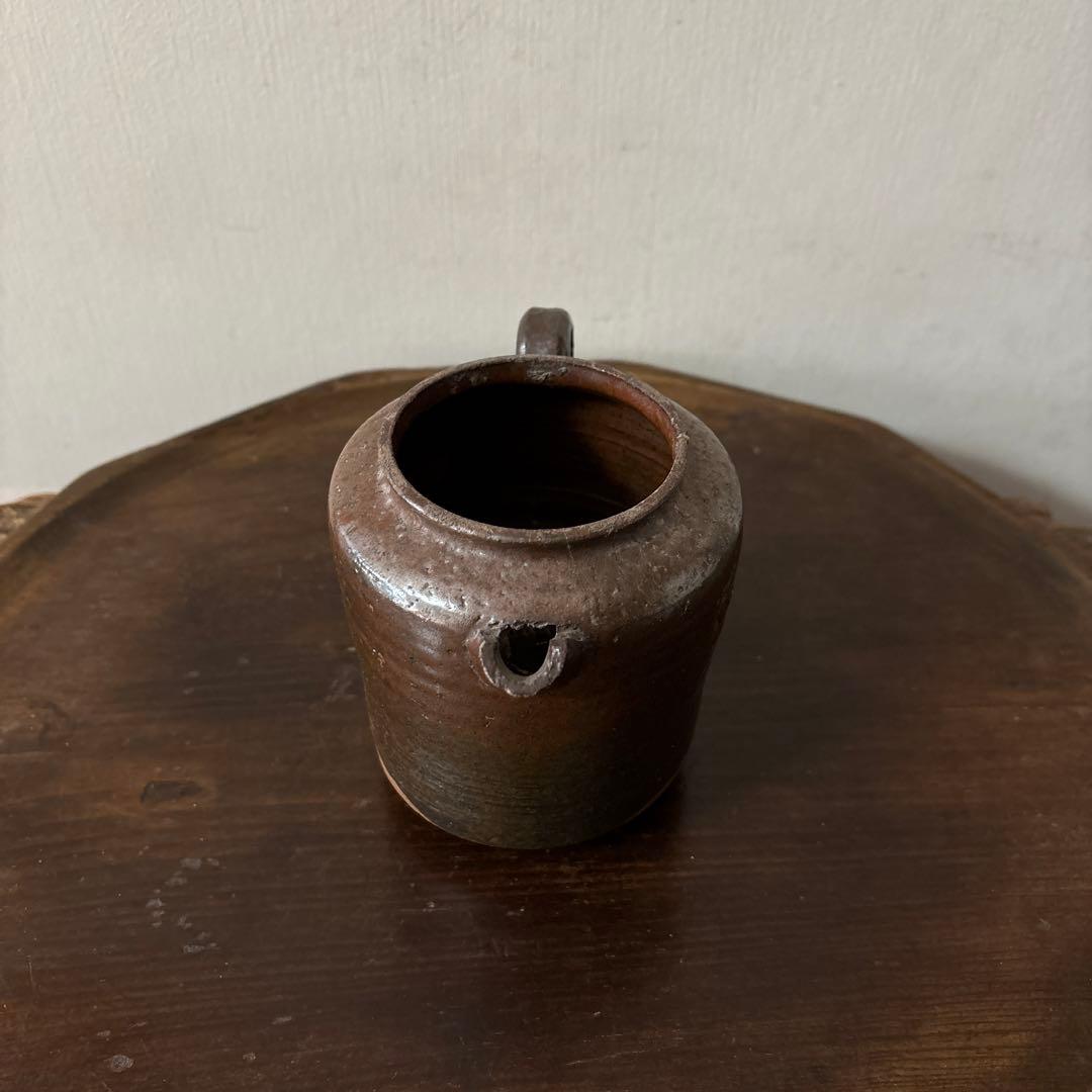 古い水差し　瀬戸　美濃　フラワーポット　アンティーク　古道具　ピッチャー　検李朝