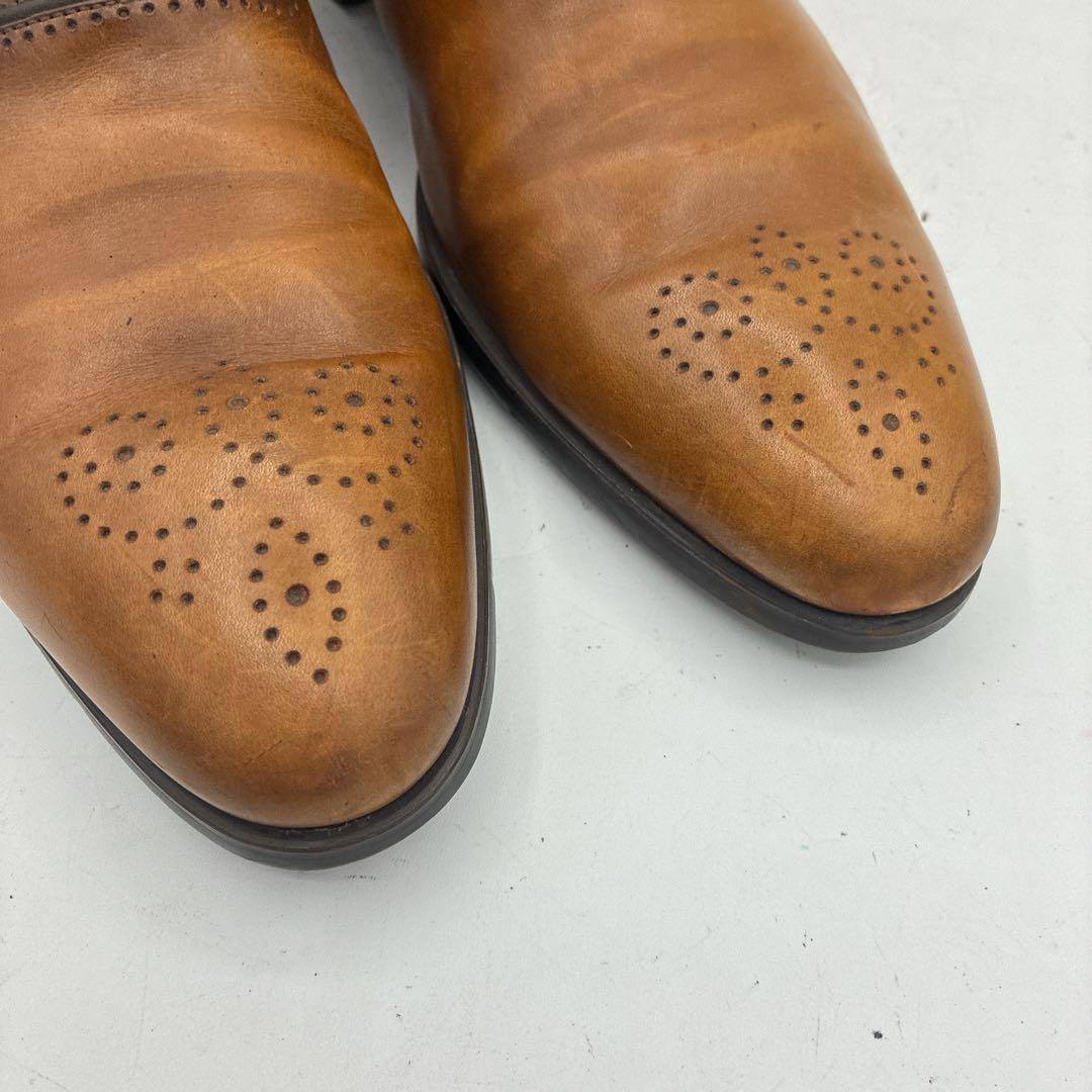 【良品】マグナーニ ビジネスシューズ メダリオン 44 プレーントゥ ブラウン