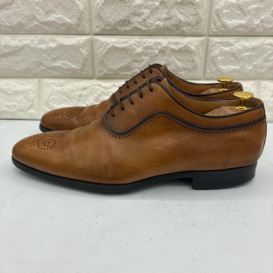 【良品】マグナーニ ビジネスシューズ メダリオン 44 プレーントゥ ブラウン